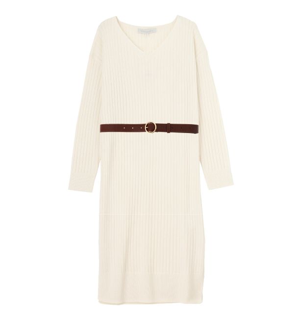 MERCURYDUO「ベルト付スリットニットワンピース」|ワンピース|