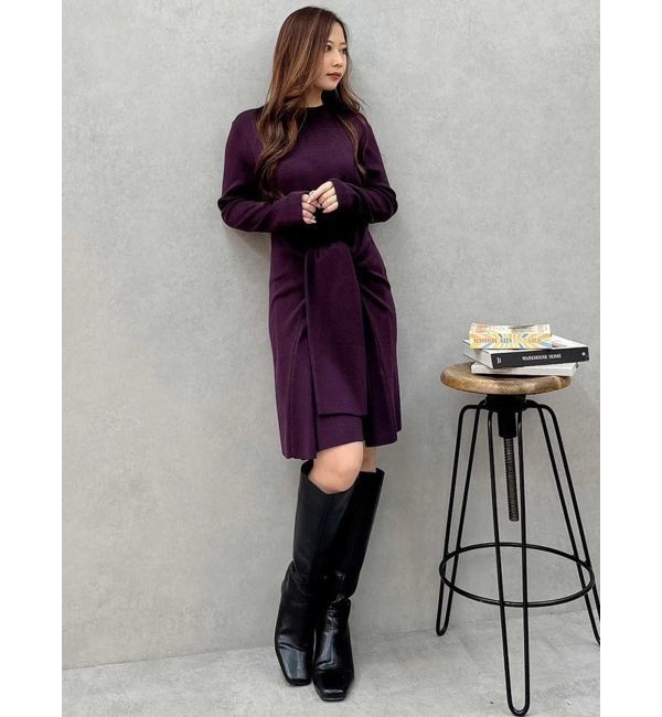 MERCURYDUO「フロントタイミニニットワンピース」|ワンピース|