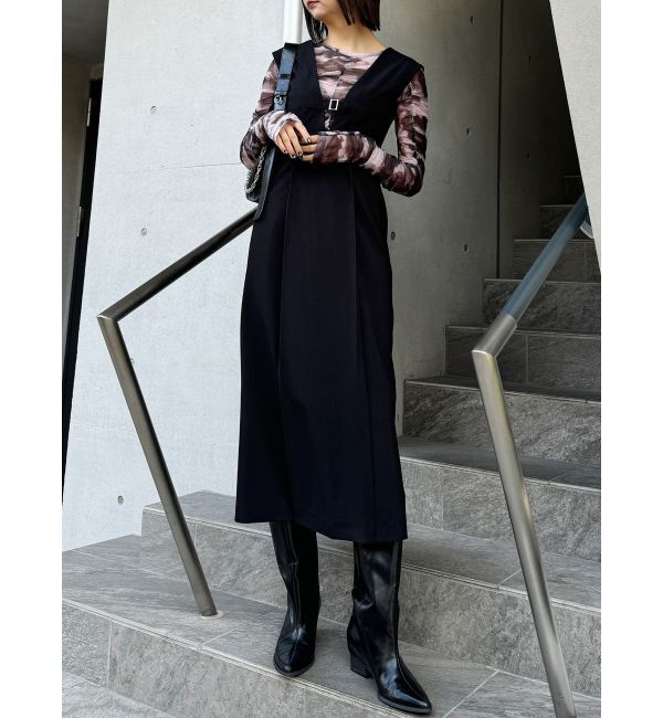 MURUA「フロントベルトジャンパースカート」|ワンピース|ブラック