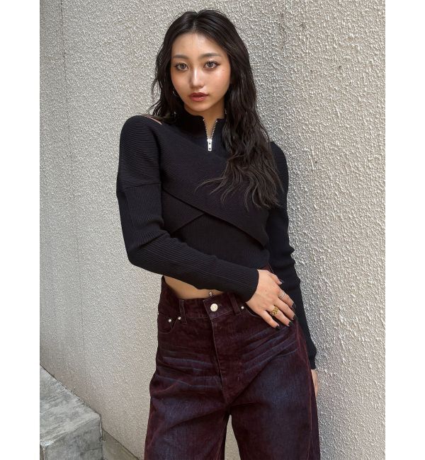 MURUA「カシュクールハーフジップトップス」|ニット・セーター|