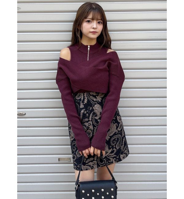 MURUA「カシュクールハーフジップトップス」|ニット・セーター|