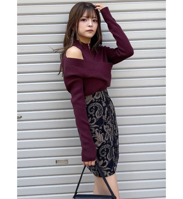 MURUA「カシュクールハーフジップトップス」|ニット・セーター|