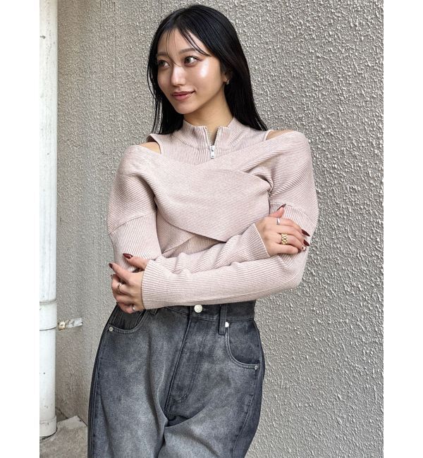 MURUA「カシュクールハーフジップトップス」|ニット・セーター|