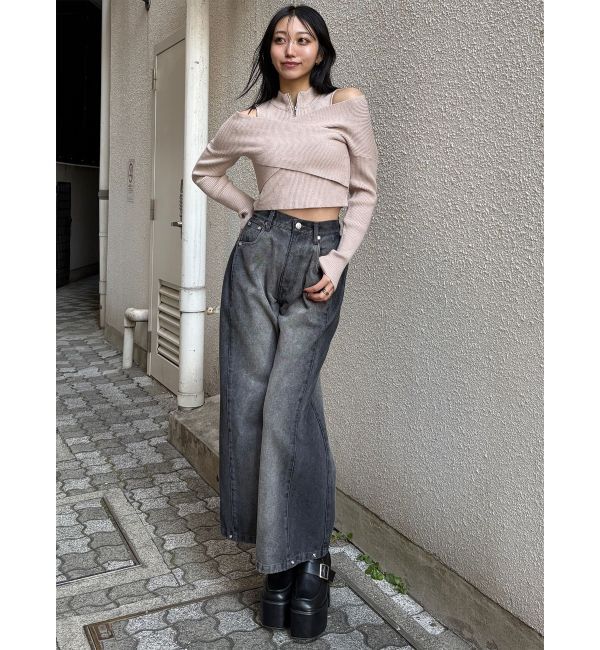 MURUA「カシュクールハーフジップトップス」|ニット・セーター|