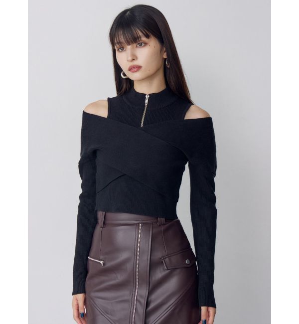 MURUA「カシュクールハーフジップトップス」|ニット・セーター|