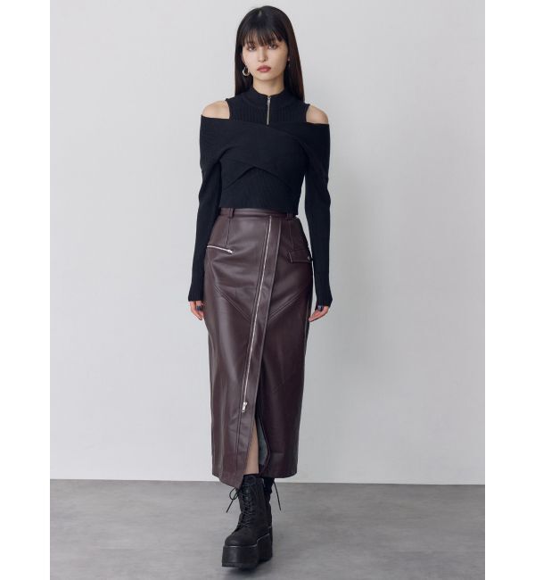 MURUA「カシュクールハーフジップトップス」|ニット・セーター|