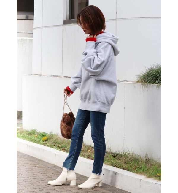 Ungrid「ハイウエストフレイドヘムストスリ」|デニム|