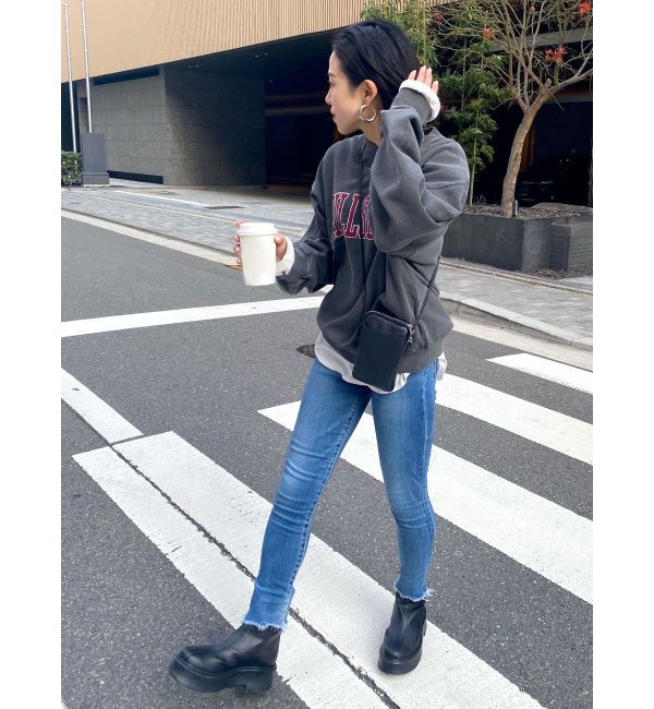 Ungrid「ハイウエストフレイドヘムストスリ」|デニム|