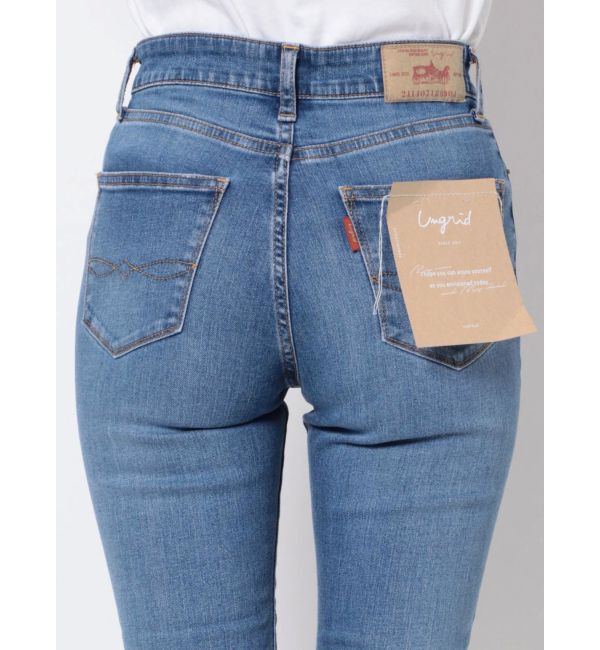 Ungrid「ハイウエストフレイドヘムストスリ」|デニム|