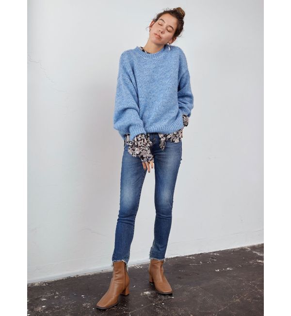 Ungrid「ハイウエストフレイドヘムストスリ」|デニム|