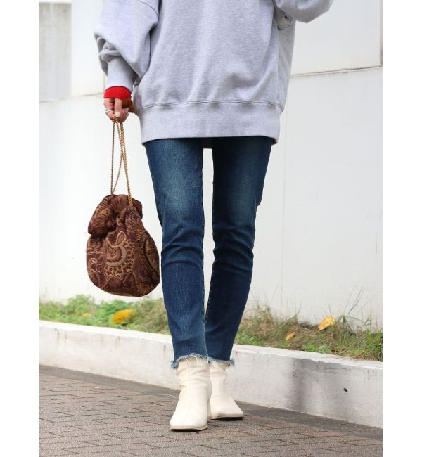 Ungrid「ハイウエストフレイドヘムストスリ」|デニム|