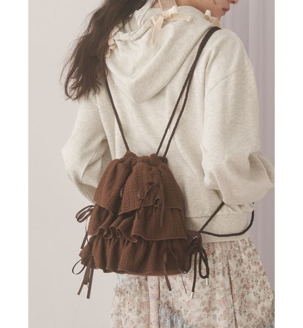 merry jenny「フリルミルフィーユバックパック」|リュック|ブラウン