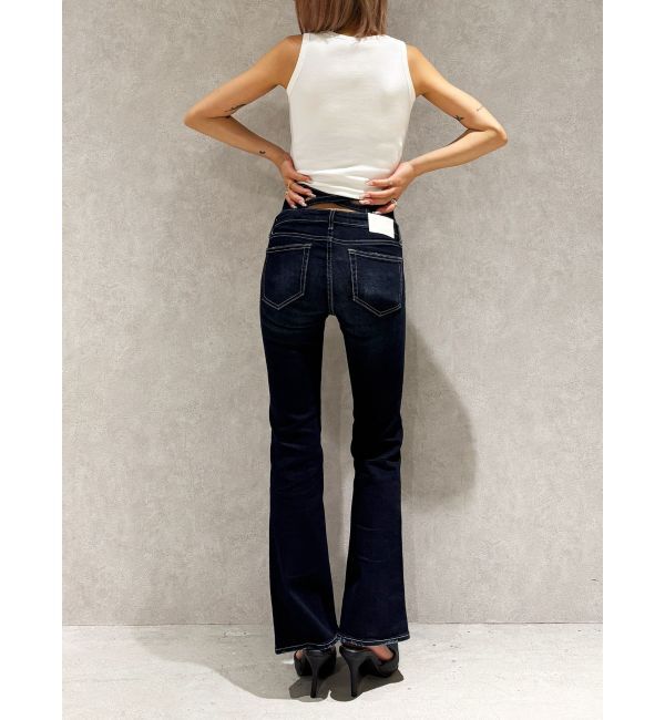 GYDA「【TINY】ハイウエストBACKクロスフレアパンツ」|デニム|