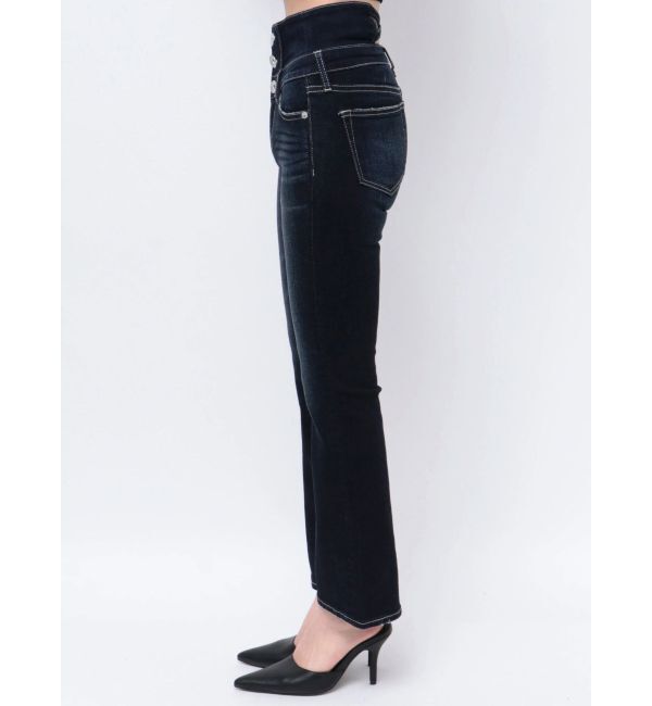 GYDA「【TINY】ハイウエストBACKクロスフレアパンツ」|デニム|