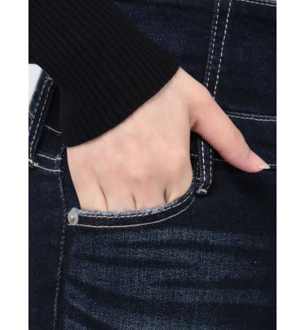 GYDA「【TINY】ハイウエストBACKクロスフレアパンツ」|デニム|