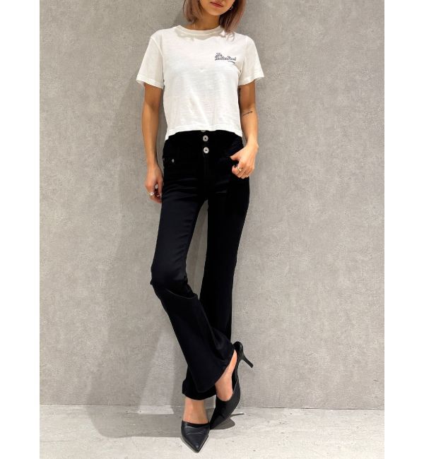 GYDA「【TINY】ハイウエストBACKクロスフレアパンツ」|デニム|