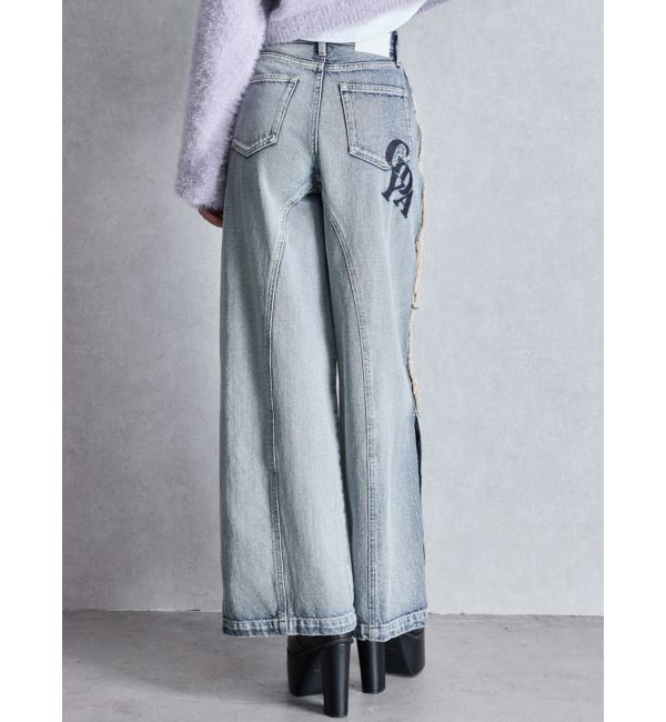 GYDA「ハイウエストside slit GYDAワイドデニムパンツ」|デニム|