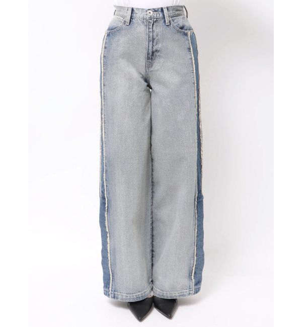 GYDA「ハイウエストside slit GYDAワイドデニムパンツ」|デニム|