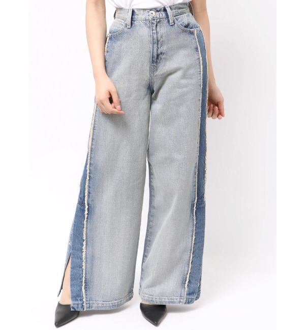 GYDA「ハイウエストside slit GYDAワイドデニムパンツ」|デニム|