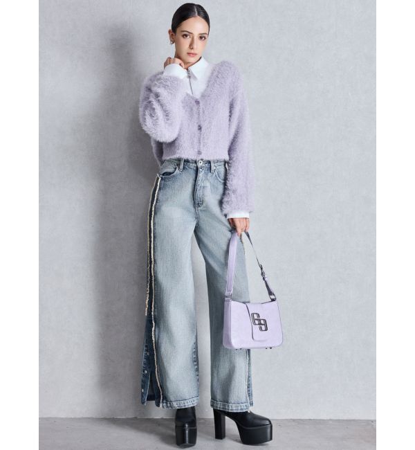 GYDA「ハイウエストside slit GYDAワイドデニムパンツ」|デニム|