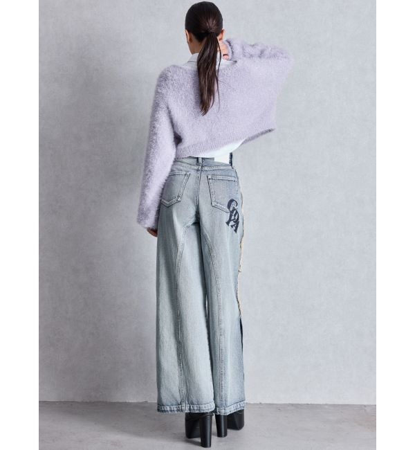 GYDA「ハイウエストside slit GYDAワイドデニムパンツ」|デニム|
