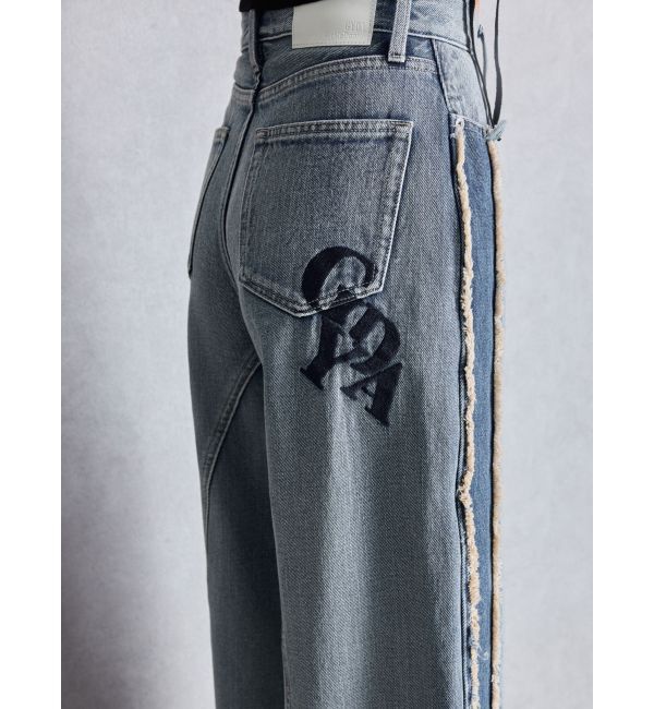 GYDA「ハイウエストside slit GYDAワイドデニムパンツ」|デニム|アイスブルー