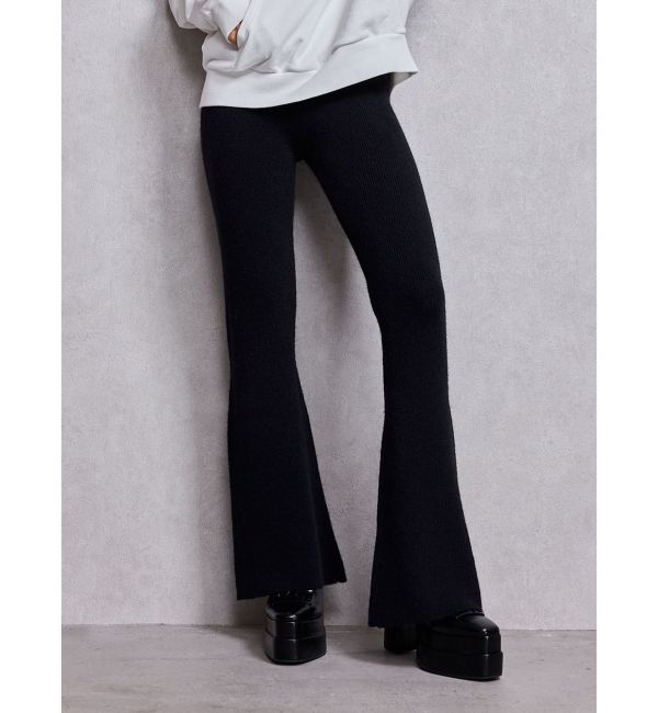 GYDA「ニットフレアパンツ」|その他|ブラック