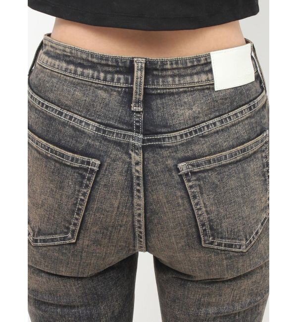 GYDA「ハイウエストbijouフレアデニムパンツ」|デニム|