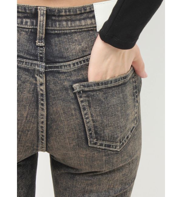 GYDA「ハイウエストbijouフレアデニムパンツ」|デニム|