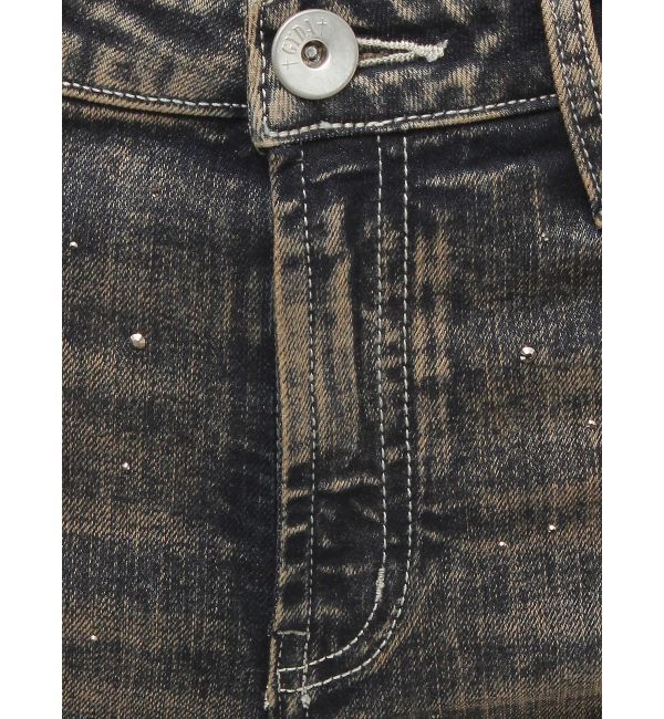 GYDA「ハイウエストbijouフレアデニムパンツ」|デニム|