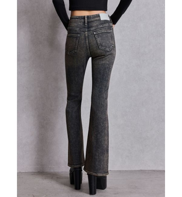 GYDA「ハイウエストbijouフレアデニムパンツ」|デニム|