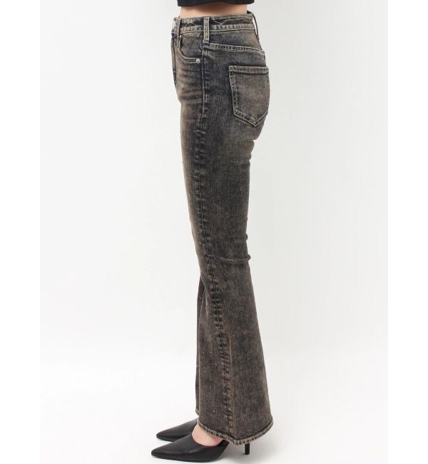 GYDA「ハイウエストbijouフレアデニムパンツ」|デニム|