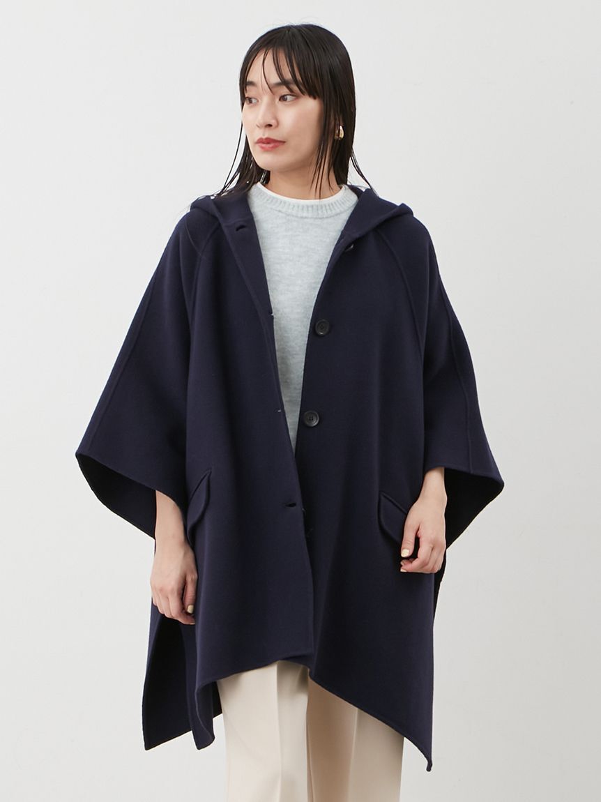 Mila Owen「フードポンチョコート」|チェスターコート|NVY