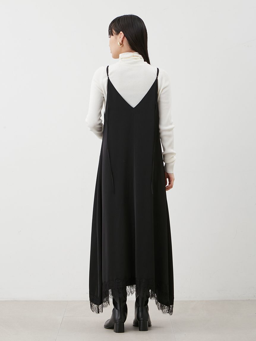 Mila Owen「サテンレーストリミングナローキャミワンピース」|ワンピース|