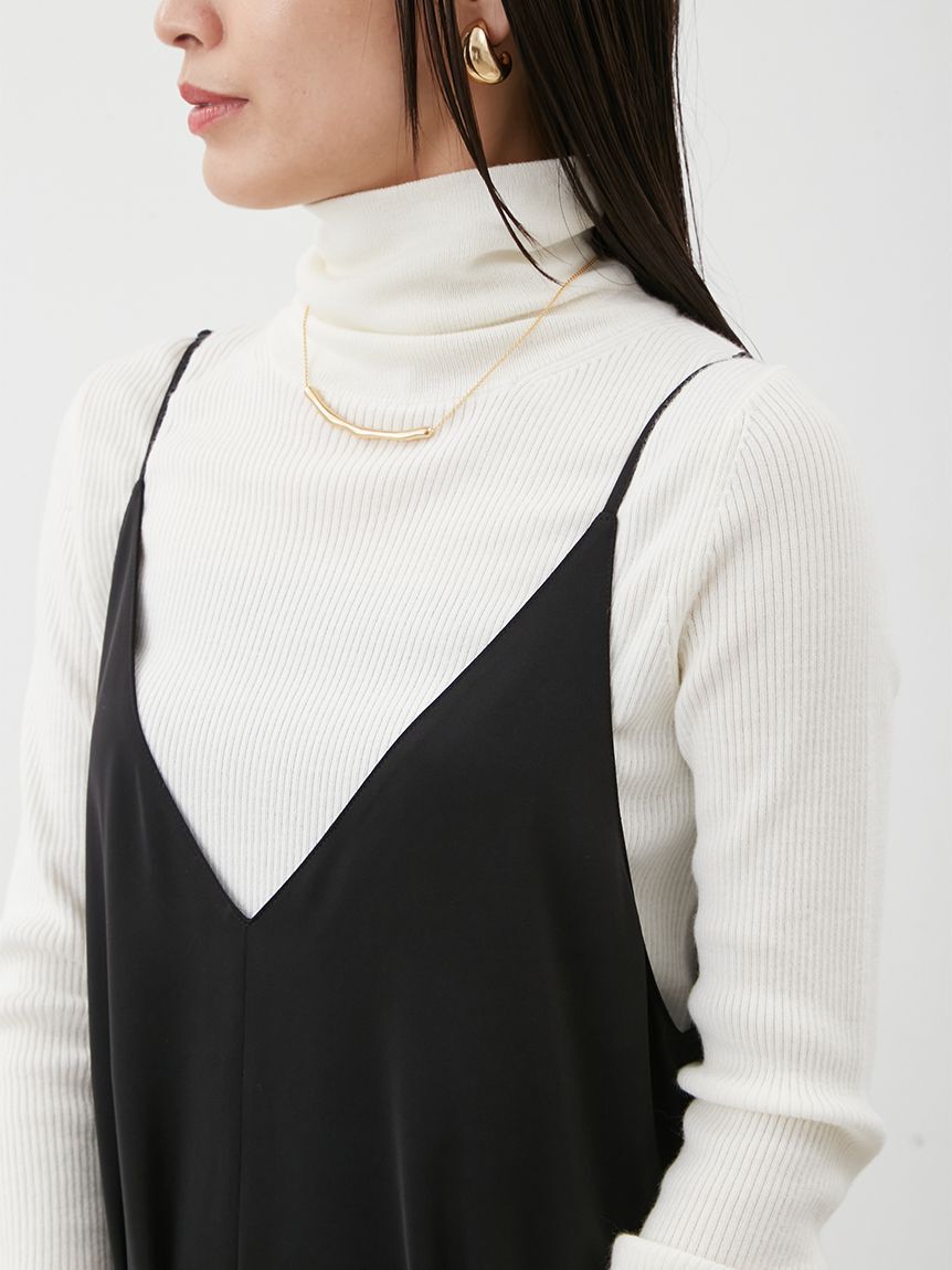 Mila Owen「サテンレーストリミングナローキャミワンピース」|ワンピース|