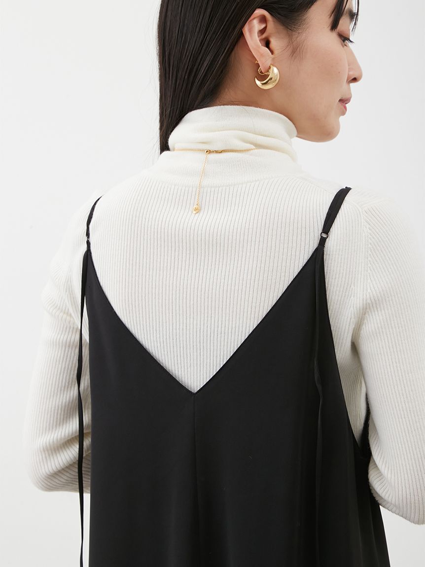 Mila Owen「サテンレーストリミングナローキャミワンピース」|ワンピース|