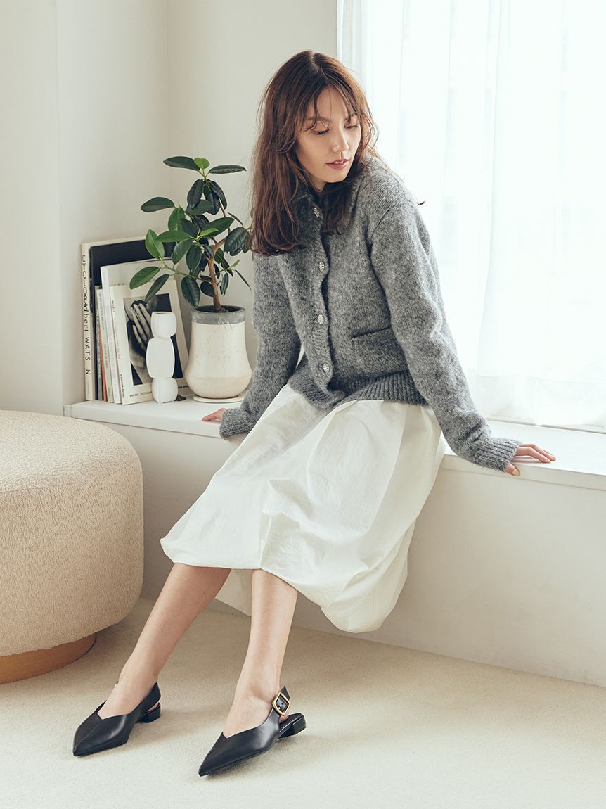 Mila Owen「ビジューボタンシャギーポロニットカーディガン」|カーディガン|