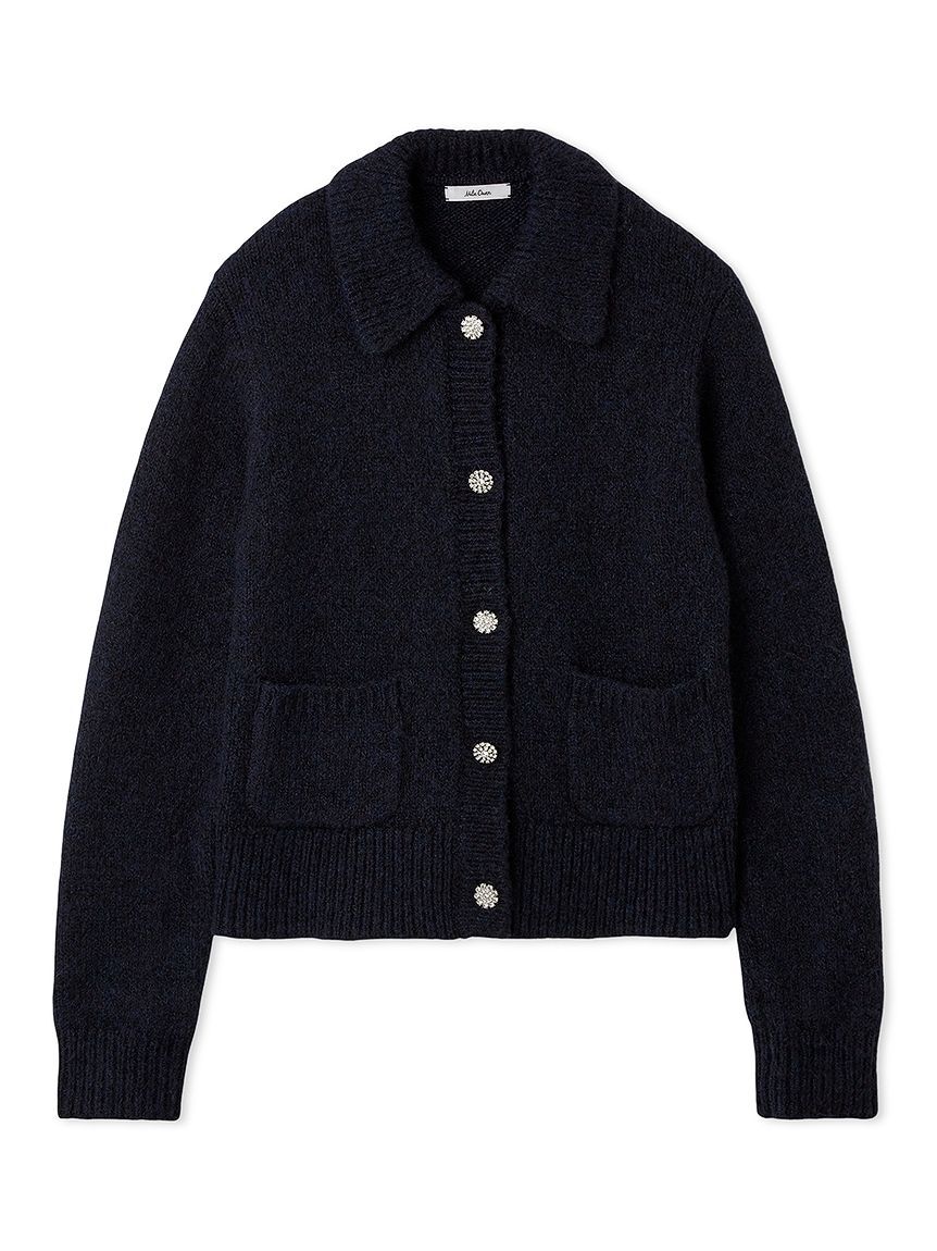 Mila Owen「ビジューボタンシャギーポロニットカーディガン」|カーディガン|