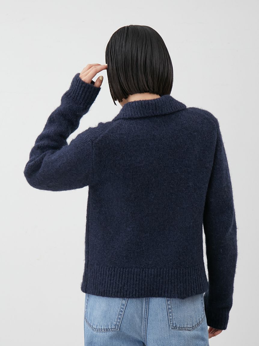 Mila Owen「ビジューボタンシャギーポロニットカーディガン」|カーディガン|