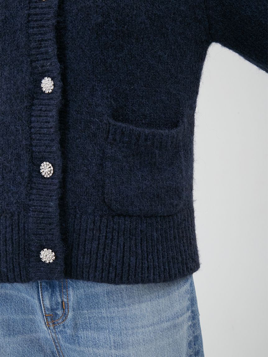 Mila Owen「ビジューボタンシャギーポロニットカーディガン」|カーディガン|