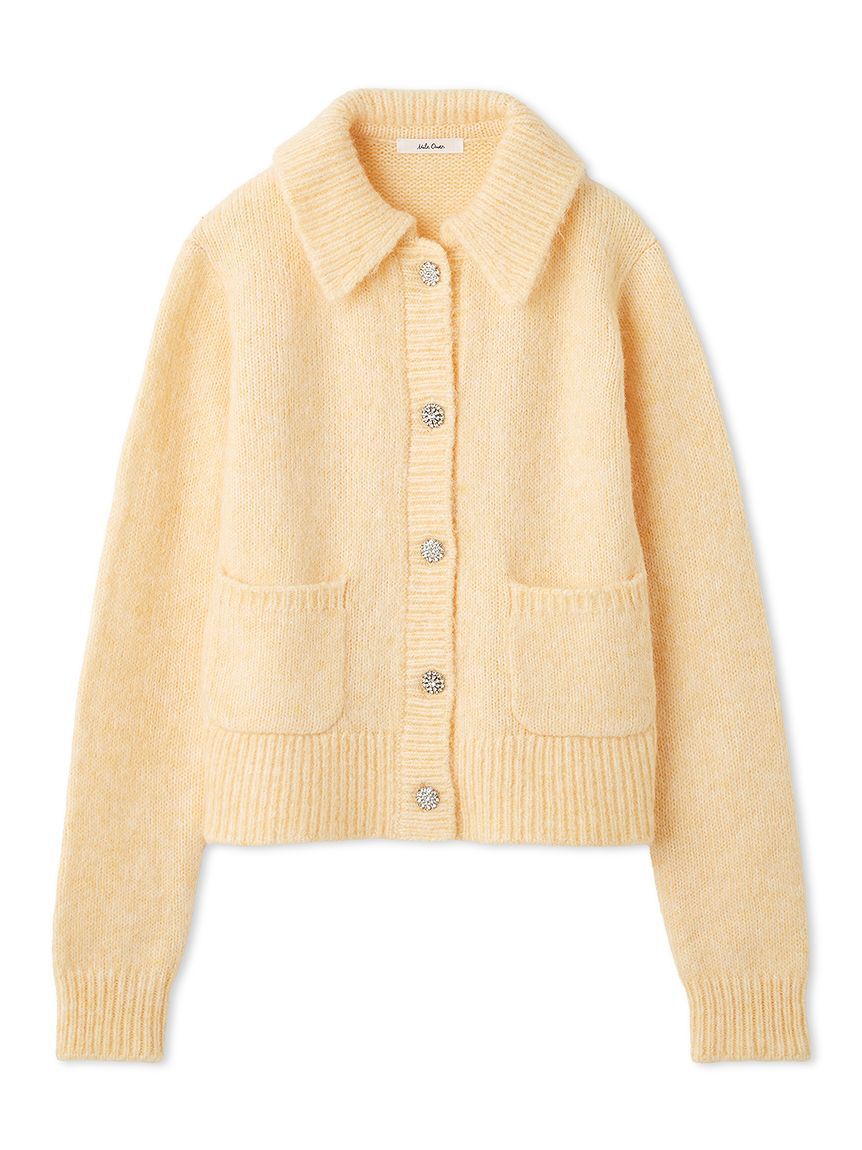 Mila Owen「ビジューボタンシャギーポロニットカーディガン」|カーディガン|YEL