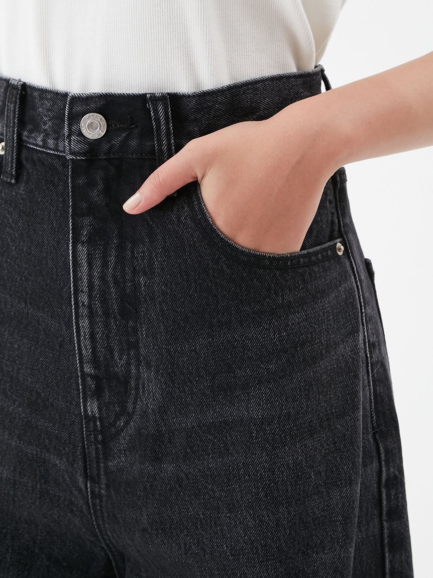 Mila Owen「カットアウトダメージセミワイドデニムパンツ」|デニム|