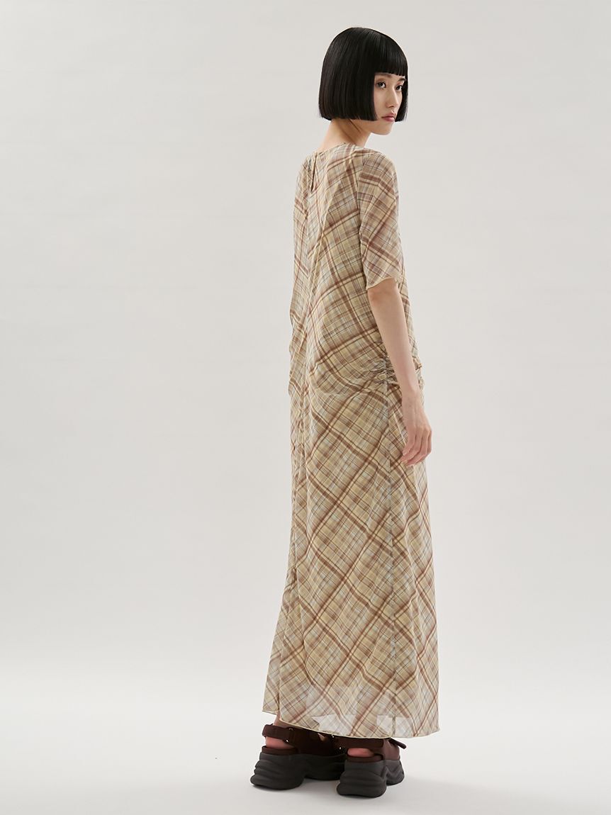 emmi atelier「シアーメッシュチェックワンピース」|ワンピース|