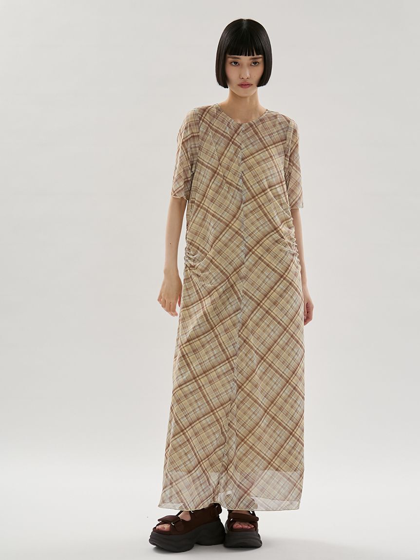 emmi atelier「シアーメッシュチェックワンピース」|ワンピース|