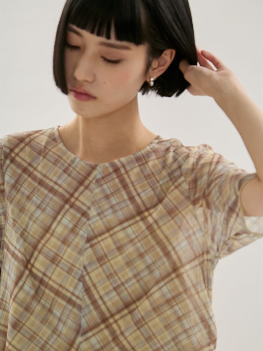 emmi atelier「シアーメッシュチェックワンピース」|ワンピース|