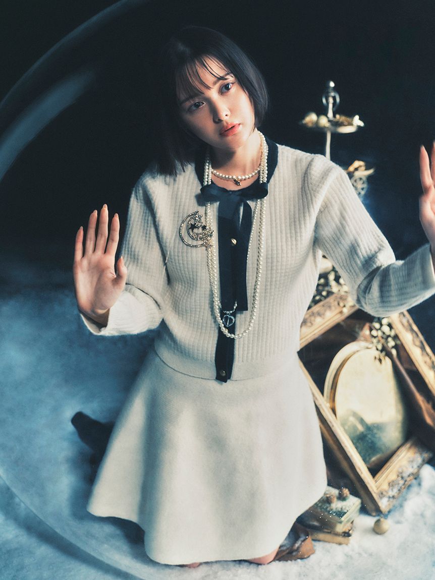 FURFUR「【WEB・一部店舗限定カラー】ボウタイトリムニットセットアップ」|ワンピース|WHT