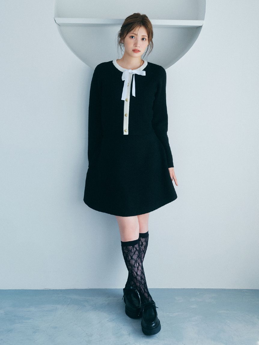 FURFUR「【WEB・一部店舗限定カラー】ボウタイトリムニットセットアップ」|ワンピース|