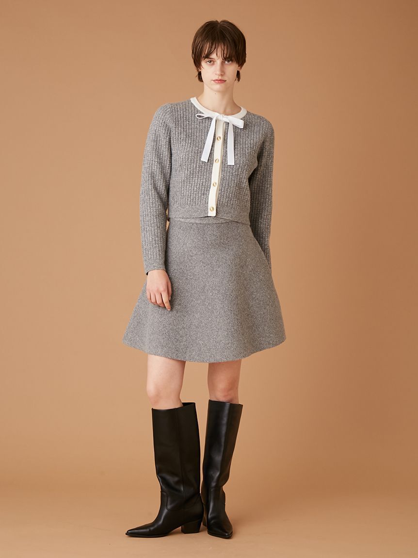 FURFUR「【WEB・一部店舗限定カラー】ボウタイトリムニットセットアップ」|ワンピース|