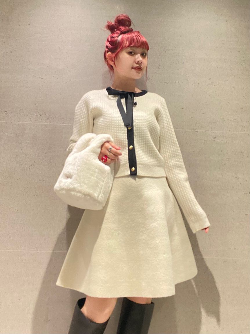 FURFUR「【WEB・一部店舗限定カラー】ボウタイトリムニットセットアップ」|ワンピース|