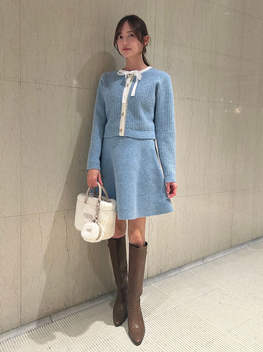 FURFUR「【WEB・一部店舗限定カラー】ボウタイトリムニットセットアップ」|ワンピース|